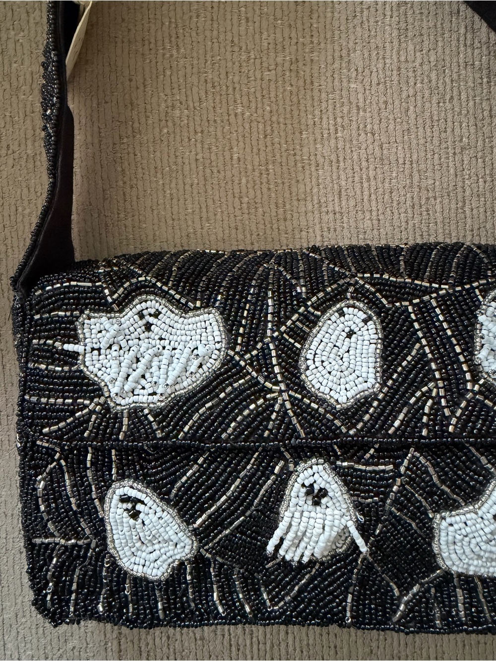 Sol And Mer Beaded Ghost Halloween Shoulder Bag Purse - Picture 2 of 10